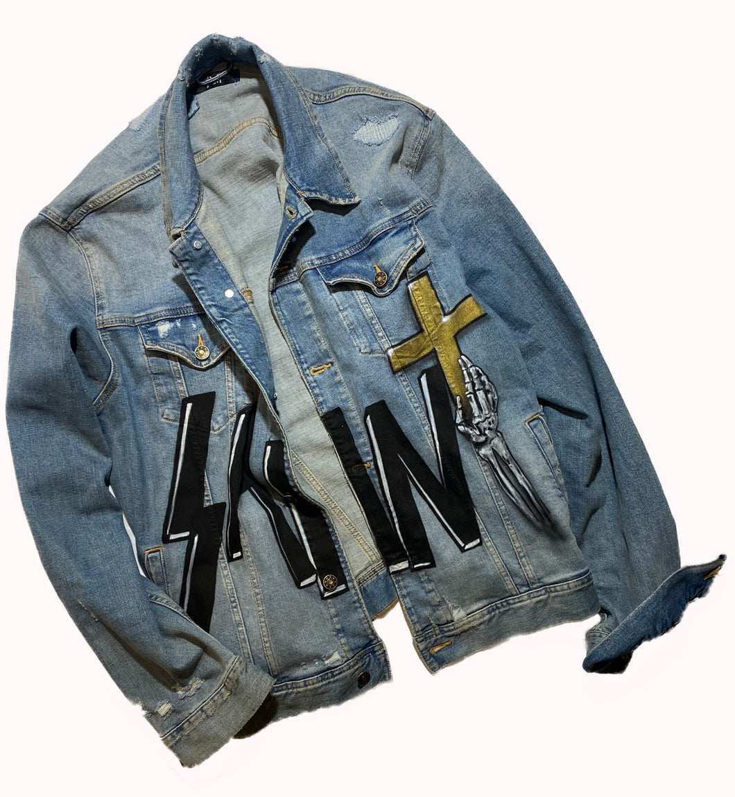 1/1 Classic Blue Washed & Distressed Denim Jacket