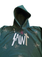Load image into Gallery viewer, Forest Green Rhinestone All Over Arachnid Hoodie
