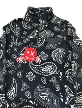 Load image into Gallery viewer, Black Paisley Bandana Fleece Quarter Zip
